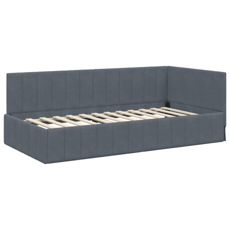 vidaXL Hoekbedframe met hoofdeinde Donkergrijs 90 x 190 cm Fluweel afbeelding2 - 1