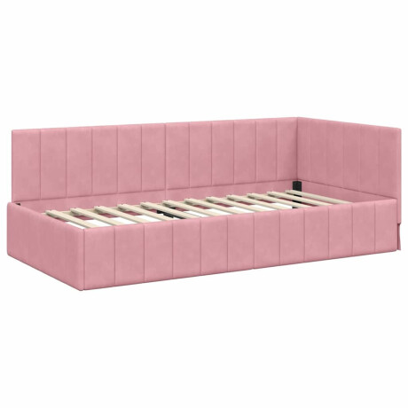 vidaXL Hoekbedframe met hoofdeinde Roze 90 x 190 cm Fluweel afbeelding2 - 1