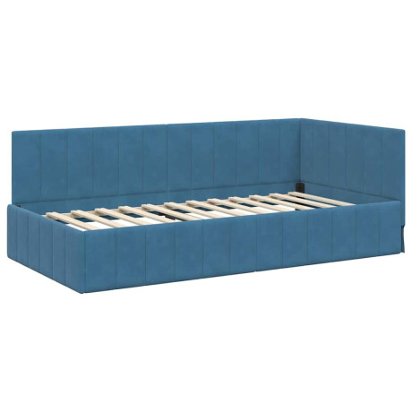 vidaXL Hoekbedframe met hoofdeinde Blauw 90 x 200 cm Fluweel afbeelding2 - 1