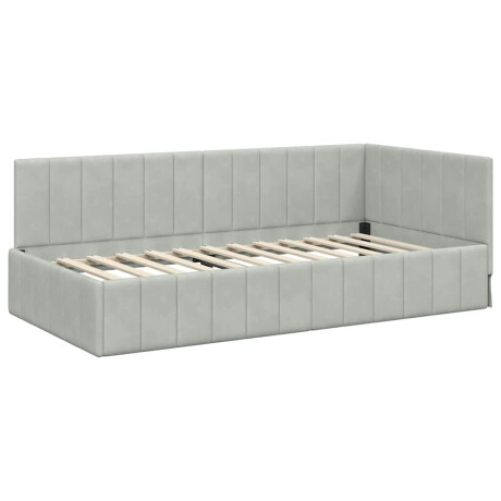 vidaXL Hoekbedframe met hoofdeinde Lichtgrijs 90 x 200 cm Fluweel afbeelding2 - 1