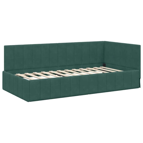vidaXL Hoekbedframe met hoofdeinde Donkergroen 100 cm x 200 cm Fluweel afbeelding2 - 1
