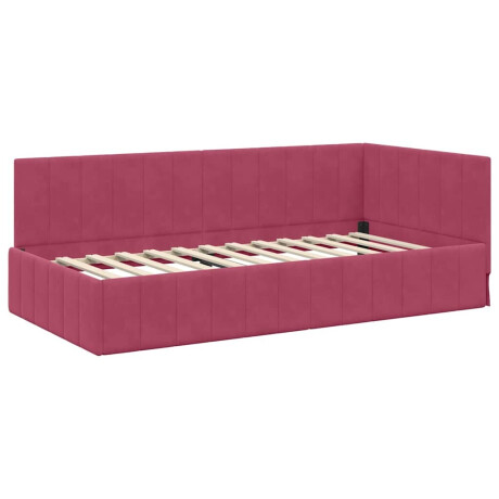 vidaXL Hoekbedframe met hoofdeinde Wijnrood 100 cm x 200 cm Fluweel afbeelding2 - 1