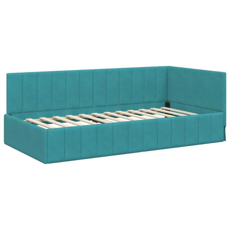 vidaXL Hoekbedframe met hoofdeinde Turquoise 100 x 200 cm Fluweel afbeelding2 - 1