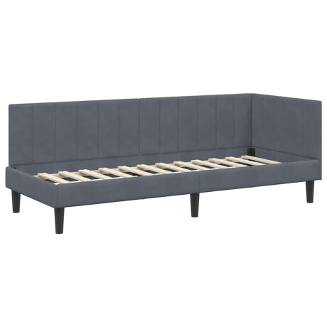 vidaXL Hoekbedframe met hoofdeinde Donkergrijs 80 cm x 200 cm Fluweel afbeelding2 - 1