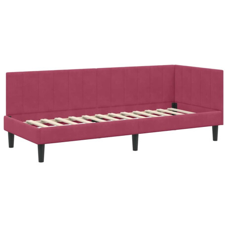 vidaXL Hoekbedframe met hoofdeinde Wijnrood 80 cm x 200 cm Fluweel afbeelding2 - 1