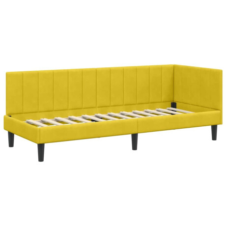 vidaXL Hoekbedframe met hoofdeinde Geel 80 x 200 cm Fluweel afbeelding2 - 1