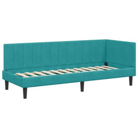 vidaXL Hoekbedframe met hoofdeinde Turquoise 80 x 200 cm Fluweel afbeelding2 - 1