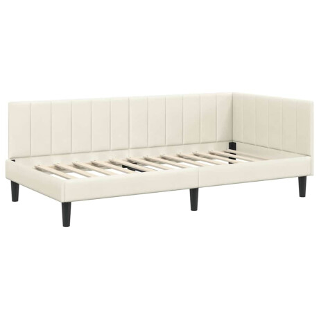 vidaXL Hoekbedframe met hoofdeinde Crème 90 x 200 cm Fluweel afbeelding2 - 1