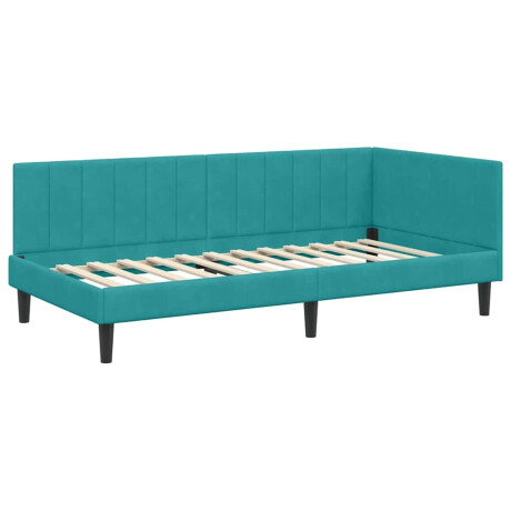 vidaXL Hoekbedframe met hoofdeinde Turquoise 90 x 200 cm Fluweel afbeelding2 - 1