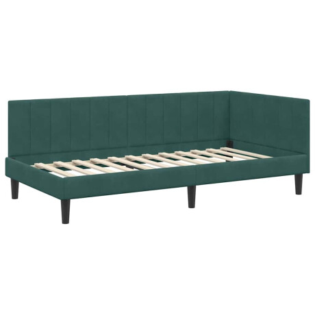 vidaXL Hoekbedframe met hoofdeinde Donkergroen 100 cm x 200 cm Fluweel afbeelding2 - 1