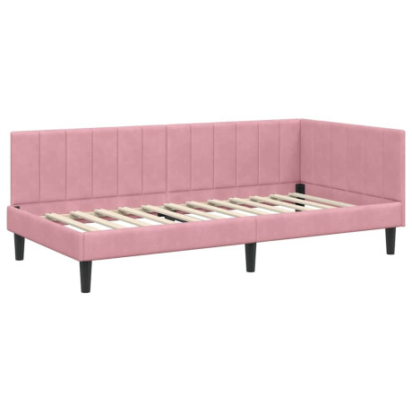 vidaXL Hoekbedframe met hoofdeinde Roze 100 cm x 200 cm Fluweel afbeelding2 - 1