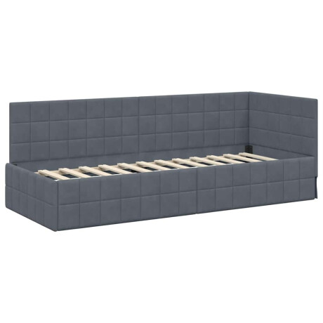 vidaXL Hoekbedframe met hoofdeinde Donkergrijs 80 cm x 200 cm Fluweel afbeelding2 - 1