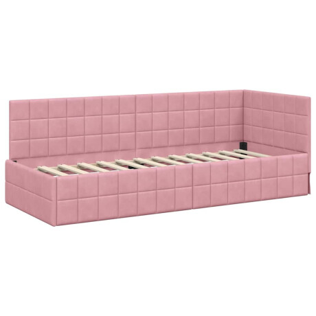 vidaXL Hoekbedframe met hoofdeinde Roze 80 cm x 200 cm Fluweel afbeelding2 - 1
