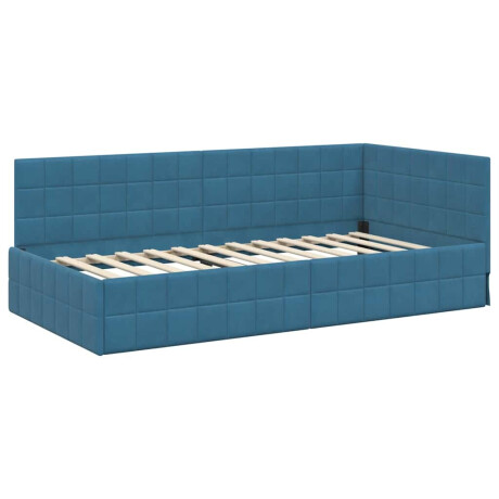 vidaXL Hoekbedframe met hoofdeinde Blauw 90 cm x 190 cm Fluweel afbeelding2 - 1