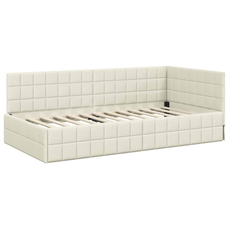 vidaXL Hoekbedframe met hoofdeinde Crème 90 x 190 cm Fluweel afbeelding2 - 1