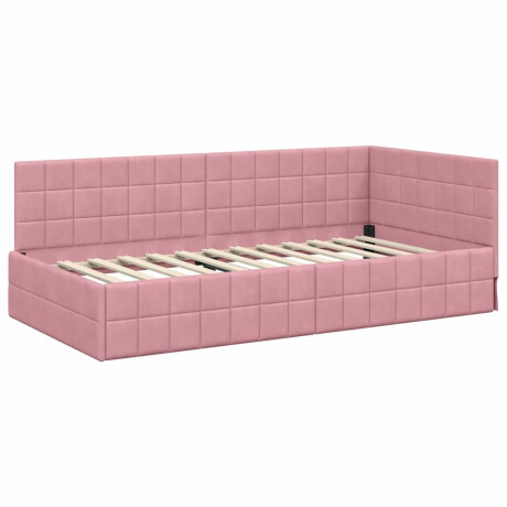 vidaXL Hoekbedframe met hoofdeinde Roze 90 x 200 cm Fluweel afbeelding2 - 1