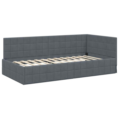 vidaXL Hoekbedframe met hoofdeinde Donkergrijs 100 x 200 cm Fluweel afbeelding2 - 1