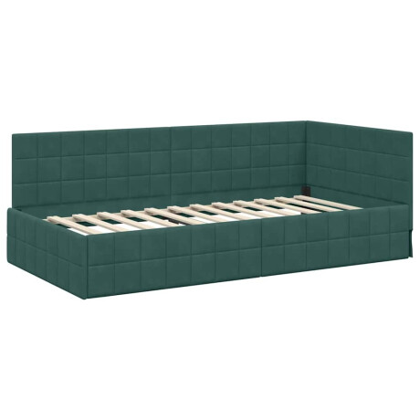 vidaXL Hoekbedframe met hoofdeinde Donkergroen 100 cm x 200 cm Fluweel afbeelding2 - 1