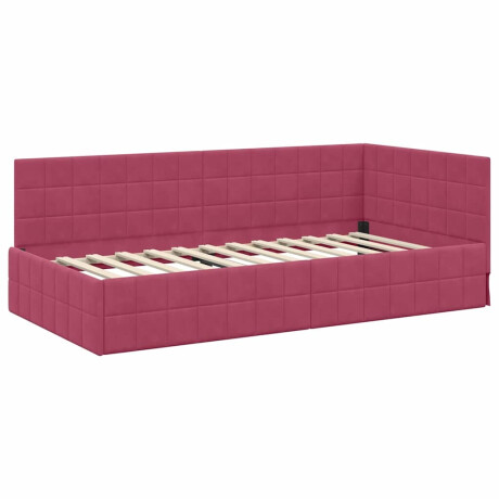 vidaXL Hoekbedframe met hoofdeinde Wijnrood 100 cm x 200 cm Fluweel afbeelding2 - 1