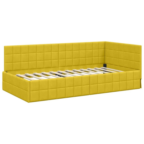vidaXL Hoekbedframe met hoofdeinde Geel 100 x 200 cm Fluweel afbeelding2 - 1