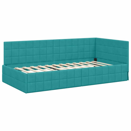 vidaXL Hoekbedframe met hoofdeinde Turquoise 100 x 200 cm Fluweel afbeelding2 - 1