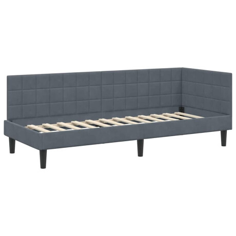vidaXL Hoekbedframe met hoofdeinde Donkergrijs 80 cm x 200 cm Fluweel afbeelding2 - 1