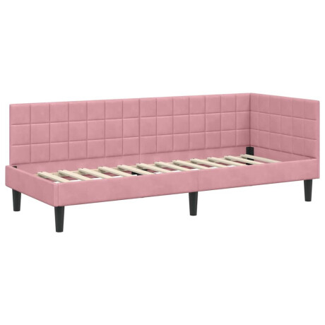 vidaXL Hoekbedframe met hoofdeinde Roze 80 x 200 cm Fluweel afbeelding2 - 1