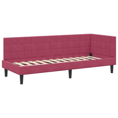vidaXL Hoekbedframe met hoofdeinde Wijnrood 80 cm x 200 cm Fluweel afbeelding2 - 1