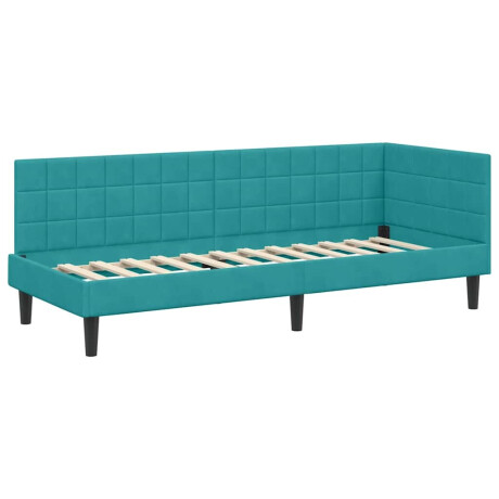 vidaXL Hoekbedframe met hoofdeinde Turquoise 80 x 200 cm Fluweel afbeelding2 - 1