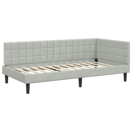 vidaXL Hoekbedframe met hoofdeinde Lichtgrijs 90 x 190 cm Fluweel afbeelding2 - 1