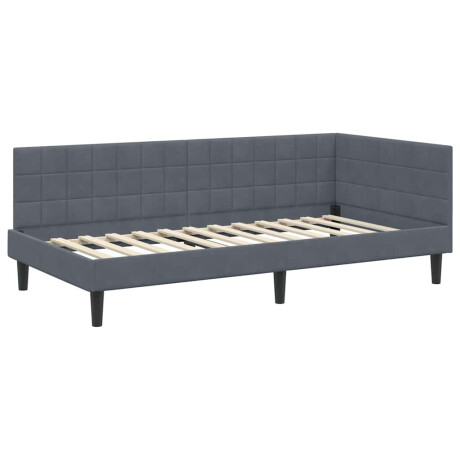 vidaXL Hoekbedframe met hoofdeinde Donkergrijs 90 cm x 190 cm Fluweel afbeelding2 - 1