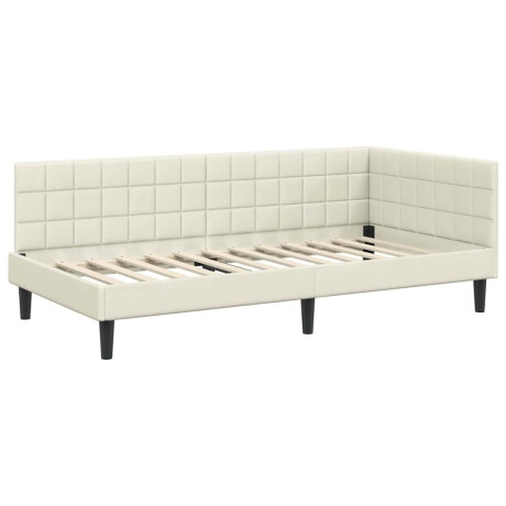 vidaXL Hoekbedframe met hoofdeinde Crème 90 cm x 190 cm Fluweel afbeelding2 - 1