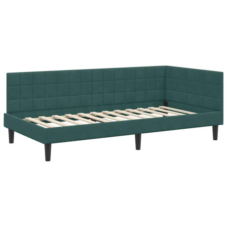 vidaXL Hoekbedframe met hoofdeinde Donkergroen 100 cm x 200 cm Fluweel afbeelding2 - 1