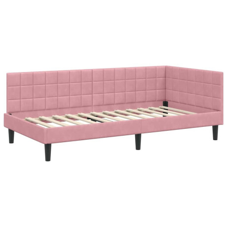 vidaXL Hoekbedframe met hoofdeinde Roze 100 cm x 200 cm Fluweel afbeelding2 - 1