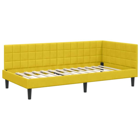 vidaXL Hoekbedframe met hoofdeinde Geel 100 x 200 cm Fluweel afbeelding2 - 1