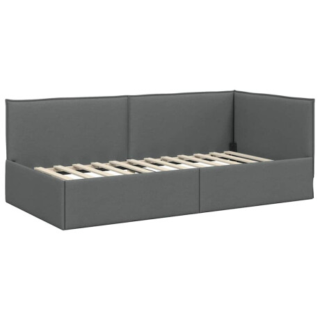 vidaXL Hoekbedframe met hoofdeinde Donkergrijs 80 x 200 cm Stof afbeelding2 - 1