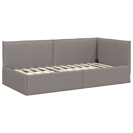 vidaXL Hoekbedframe met hoofdeinde Taupe 90 x 200 cm Stof afbeelding2 - 1
