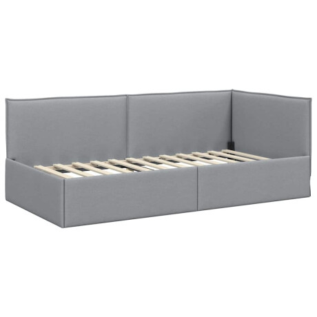 vidaXL Hoekbedframe met hoofdeinde Lichtgrijs 100 x 200 cm Stof afbeelding2 - 1
