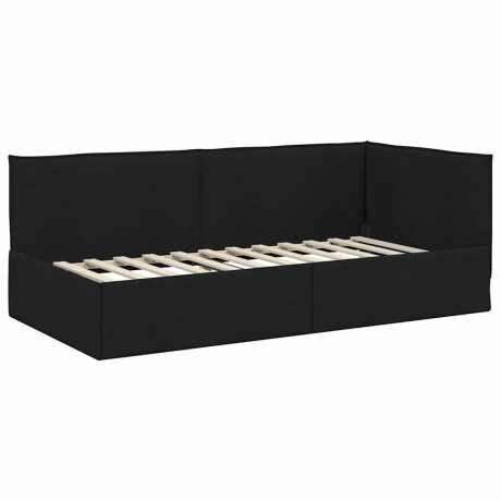 vidaXL Hoekbedframe met hoofdeinde Zwart 100 x 200 cm Stof afbeelding2 - 1