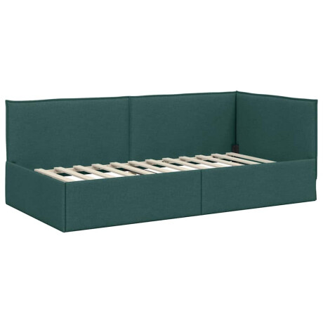 vidaXL Hoekbedframe met hoofdeinde Donkergroen 100 x 200 cm Stof afbeelding2 - 1