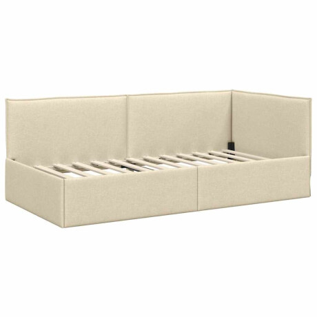vidaXL Hoekbedframe met hoofdeinde Crème 100 x 200 cm Stof afbeelding2 - 1