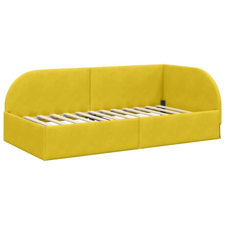 vidaXL Hoekbedframe met hoofdeinde Geel 80 cm x 200 cm Fluweel afbeelding2 - 1