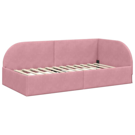 vidaXL Hoekbedframe met hoofdeinde Roze 90 cm x 190 cm Stof afbeelding2 - 1