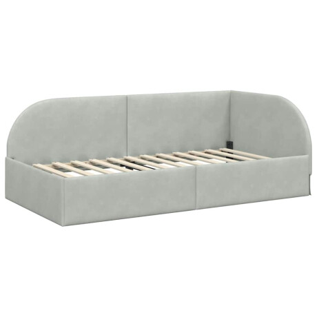 vidaXL Hoekbedframe met hoofdeinde Lichtgrijs 90 cm x 200 cm Fluweel afbeelding2 - 1