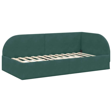vidaXL Hoekbedframe met hoofdeinde Donkergroen 90 cm x 200 cm Fluweel afbeelding2 - 1