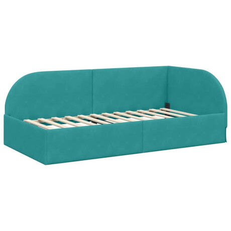 vidaXL Hoekbedframe met hoofdeinde Turquoise 90 cm x 200 cm Fluweel afbeelding2 - 1