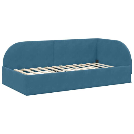 vidaXL Hoekbedframe met hoofdeinde Blauw 100 cm x 200 cm Fluweel afbeelding2 - 1