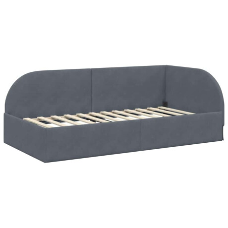 vidaXL Hoekbedframe met hoofdeinde Donkergrijs 100 cm x 200 cm Fluweel afbeelding2 - 1