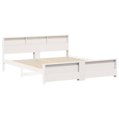 vidaXL Bedframe met hoofdeinde Wit 200 x 200 cm Massief grenenhout afbeelding2 - 1