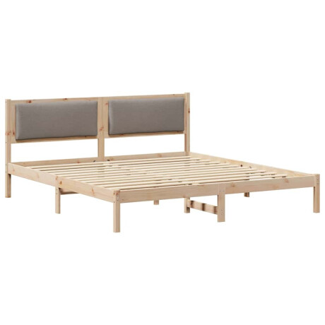 vidaXL Bedframe met hoofdeinde Taupe 200 x 200 cm Massief grenenhout afbeelding2 - 1